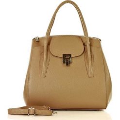 MARCO MAZZINI Luksusowa torebka shopper skóra naturalna - beż sahara. Brązowe kuferki damskie MAZZINI, w paski, ze skóry, klasyczne, duże, bez dodatków. Za 339,00 zł.