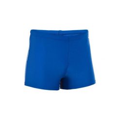Bokserki pływackie 100 BASIC dla dzieci. Niebieskie majtki chłopięce NABAIJI, bez wzorów, z elastanu. Za 12,99 zł.