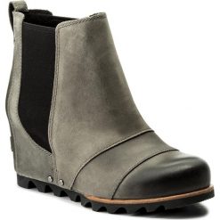 Botki SOREL - Lea Wedge NL 2704 Dark/Grey/Black 089. Szare buty zimowe damskie marki Sorel, z gumy, na obcasie. W wyprzedaży za 309,00 zł.