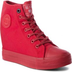 Sneakersy BIG STAR - AA274A088 Red. Czerwone sneakersy damskie marki BIG STAR, z gumy. Za 129,00 zł.