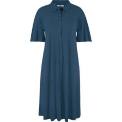 Sukienka shirtowa z kołnierzykiem polo bonprix ciemnoniebieski. Niebieskie sukienki damskie bonprix, bez wzorów, polo, bez rękawów. Za 54,99 zł.