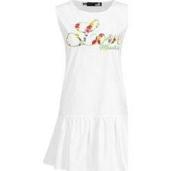 Sukienka letnia LOVE MOSCHINO WVH3901T 9735. Białe sukienki damskie Love Moschino, na lato, bez wzorów, z bawełny, bez kołnierzyka, bez rękawów. W wyprzedaży za 489,00 zł.