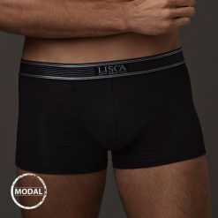 Bokserki męskie LISCA Zeus Modal Black. Czarne bokserki męskie marki Lisca, bez wzorów, z elastanu. Za 71,99 zł.