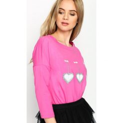 Fuksjowa Bluzka Triple Heart. Różowe bluzki longsleeves marki Born2be, m. Za 59,99 zł.
