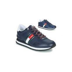 Buty Tommy Jeans LEATHER LIFESTYLE SNEAKER. Niebieskie trampki męskie Tommy Jeans, bez wzorów, z jeansu, bez zapięcia. Za 439,00 zł.