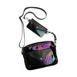 Torebka Double Bag- benzynka ledowa gładka. Torebki klasyczne damskie Pakamera, bez wzorów, ze skóry, na ramię, bez dodatków. Za 470,00 zł.