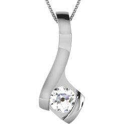 Naszyjniki damskie: Srebrny naszyjnik z diamentem – dł. 40 cm
