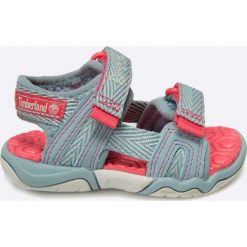 Timberland - Sandały dziecięce. Niebieskie sandały dziewczęce Timberland, z materiału, bez zapięcia. W wyprzedaży za 59,90 zł.
