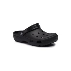 CROCS 204151-001M. Czarne klapki damskie Crocs, bez wzorów, z tworzywa sztucznego, bez obcasa. Za 109,99 zł.
