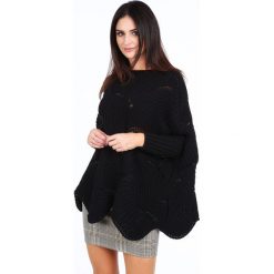 Sweter w ażurowe wzory czarny 0205. Czarne swetry damskie marki Fasardi, bez wzorów, bez rękawów, bez kaptura. Za 169,00 zł.