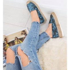Espadryle damskie Bestelle L177 Niebieskie. Niebieskie espadryle damskie Bestelle, bez wzorów, ze skóry, bez obcasa. Za 99,00 zł.