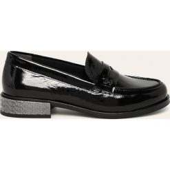 Tommy Hilfiger - Mokasyny skórzane. Czarne mokasyny damskie TOMMY HILFIGER, ze skóry, na obcasie. Za 579,90 zł.