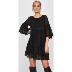 Answear - Sukienka. Czarne sukienki damskie ANSWEAR, s, bez wzorów, z poliesteru, eleganckie, z okrągłym kołnierzem, bez rękawów, mini. Za 229,90 zł.