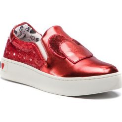 Tenisówki LOVE MOSCHINO - JA15153G17IO250A Paill/Nap.Lam.Ro. Czerwone półbuty damskie Love Moschino, z aplikacjami, z gumy, bez zapięcia. W wyprzedaży za 429,00 zł.