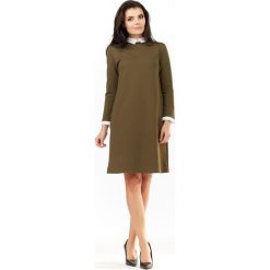Sukienka A204 khaki. Brązowe sukienki damskie Awama, xl, bez wzorów, bez kołnierzyka, bez rękawów, mini. Za 195,57 zł.