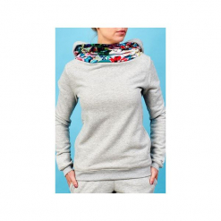 Bluza z kominem i kapturem tęczowe kwiaty. Czarne bluzy damskie Awu, s, z haftami, z dzianiny, bez rękawów. Za 219,00 zł.