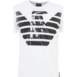 Emporio Armani Tshirt z nadrukiem bianco. Szare t-shirty męskie z nadrukiem marki Emporio Armani, l, z bawełny, z kapturem. Za 389,00 zł.