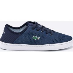 Lacoste - Buty. Niebieskie buty sportowe męskie marki Lacoste, z materiału, na sznurówki. W wyprzedaży za 229,90 zł.