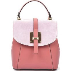 Plecaki damskie: Skórzany plecak w kolorze jasnoróżowym – (S)24 x (W)22 x (G)11 cm