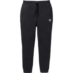 Spodnie sportowe z materiału pigue o waflowej strukturze bonprix czarny. Czarne spodnie męskie bonprix, s, bez wzorów, z bawełny, sportowe. Za 99,99 zł.