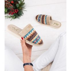 Kapcie damskie Natural Style NS-071 Beżowe. Brązowe kapcie damskie NATURAL STYLE, z bawełny. Za 30,00 zł.