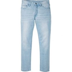 Dżinsy Loose Fit Tapered bonprix niebieski "bleached”. Niebieskie jeansy męskie bonprix, m, bez wzorów. Za 109,99 zł.