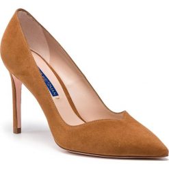 Szpilki STUART WEITZMAN - Anny ZL77296 Basket Brown Suede. Pomarańczowe półbuty damskie Stuart Weitzman, bez wzorów, ze skóry, bez obcasa, na obcasie, bez zapięcia. W wyprzedaży za 1119,00 zł.