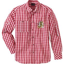 Koszula ludowa Regular Fit bonprix ciemnoczerwono-biały w kratę. Czerwone koszule męskie bonprix, xl, z nadrukiem, klasyczne, z klasycznym kołnierzykiem, bez rękawów. Za 89,99 zł.