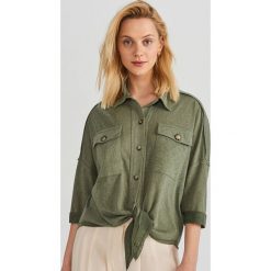 Dzianinowa koszula - Khaki. Brązowe koszule damskie Reserved, s, bez wzorów, z dzianiny, bez kołnierzyka, bez rękawów. Za 89,99 zł.