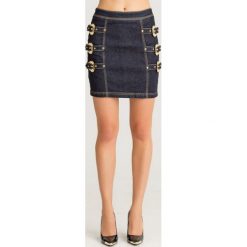 SPÓDNICA VERSACE JEANS COUTURE. Niebieskie spódniczki damskie z elastanu, mini, proste. Za 884,95 zł.