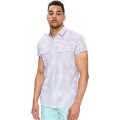 Koszula krótki rękaw męska shaped fit. Niebieskie koszule męskie Top Secret, na lato, m, bez wzorów, z tkaniny, bez kołnierzyka, z krótkim rękawem. W wyprzedaży za 34,99 zł.