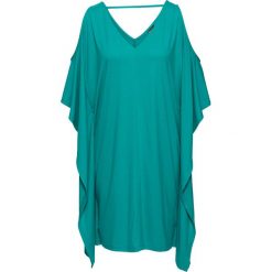 Sweter dzianinowy bonprix truskawkowo-biało-lazurowy. Czerwone sukienki damskie bonprix, bez wzorów, z dzianiny, sportowe, z okrągłym kołnierzem, bez rękawów, długie, bez kaptura. Za 54,99 zł.
