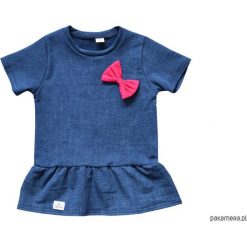 Sukienki dziewczęce: Sukienka jeans z różową kokardą 68-134 / BUGZY