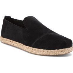 Espadryle TOMS - Deconstructed Alpargata 10009833 Black Suede. Czarne espadryle damskie marki Toms, bez wzorów, ze skóry, bez obcasa, na płaskiej podeszwie. W wyprzedaży za 239,00 zł.