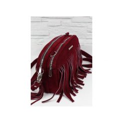 Zamszowa MASIKA #10 Sweet Wine. Czerwone torebki klasyczne damskie Fabiola, w paski, ze skóry, eleganckie, duże, zdobione, bez dodatków. Za 230,00 zł.