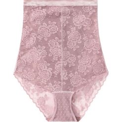 Figi panty shape Level 2 bonprix różowobrązowy. Różowe panty damskie bonprix, w koronkowe wzory. Za 74,99 zł.