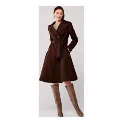 Płaszcz wełniany Achillea brązowy 44 brązowy. Pomarańczowe płaszcze damskie na zimę, m, z jedwabiu, eleganckie. Za 1597,00 zł.