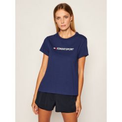 T-Shirt Tommy Sport Mix Chest Logo Top S10S100445. Niebieskie topy damskie Tommy Sport, s, bez wzorów, polo. Za 179,00 zł.