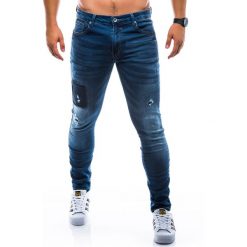Spodnie męskie jeansowe P774 - granatowe. Niebieskie spodnie męskie Ombre Clothing, m, bez wzorów, z bawełny. Za 69,00 zł.