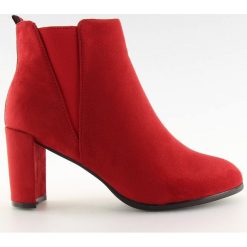 Botki na obcasie czerwone A5580 RED. Czerwone botki damskie obuwie damskie, z zamszu, klasyczne, bez obcasa, na obcasie, na zamek. Za 66,09 zł.