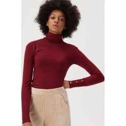 Sweter z wykładanym golfem - Bordowy. Czerwone swetry damskie Sinsay, s, bez wzorów, bez rękawów. Za 49,99 zł.