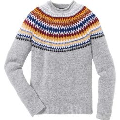 Sweter Regular Fit bonprix jasnoszary melanż wzorzysty. Szare swetry klasyczne męskie bonprix, l, melanż, z żakardem. Za 109,99 zł.