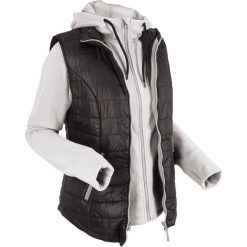 Kamizelka outdoorowa 3 w 1 z wyjmowaną bluzą z polaru bonprix czanry. Czarne bluzy damskie bonprix, bez wzorów, z polaru, z kapturem. Za 129,99 zł.