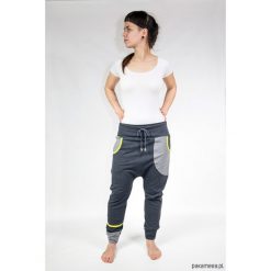 Spodnie dresowe damskie: Spodnie damskie baggy – dres (grafit + limonka)