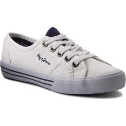 Tenisówki PEPE JEANS - Baker Basic Boy PBS30334 White 800. Białe trampki chłopięce marki Pepe Jeans, bez wzorów, z jeansu, na sznurówki. W wyprzedaży za 149,00 zł.