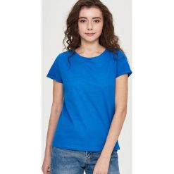 Gładki t-shirt - Niebieski. Niebieskie t-shirty damskie marki Sinsay, s, bez wzorów, bez kołnierzyka. Za 9,99 zł.