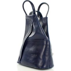 Modny plecak damski granatowy MORENA CLASSIC. Niebieskie plecaki damskie marki Vera Pelle, w paski, ze skóry. Za 279,00 zł.