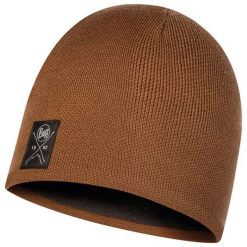 Czapka w kolorze brązowym. Pomarańczowe czapki męskie Buff, z materiału. W wyprzedaży za 59,95 zł.
