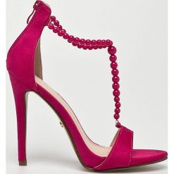 Answear - Sandały Ideal Shoes. Brązowe sandały damskie marki ANSWEAR, z materiału, na obcasie. W wyprzedaży za 99,90 zł.