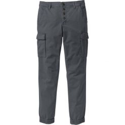 Spodnie bojówki ze stretchem Slim Fit Straight bonprix antracytowy. Szare bojówki męskie bonprix, w paski. Za 79,99 zł.